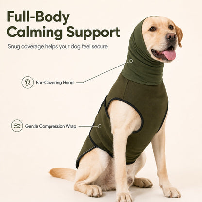 Ortekor Dog Calming Shirt for Fireworks & Thunderstorms - Anxiety Relief Wrap with Ear-Covering Hood for Vet Visits, Travel & Night Walks