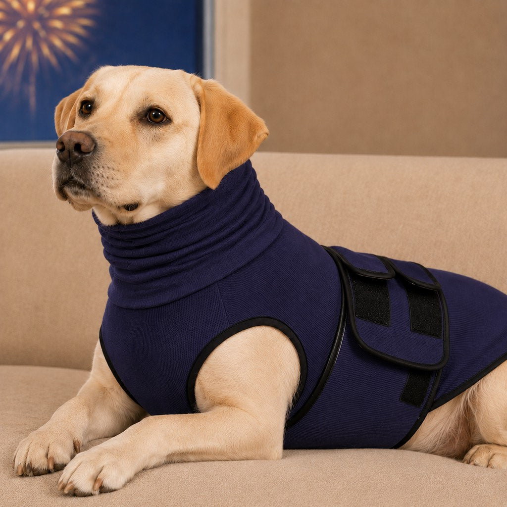 Ortekor Dog Calming Shirt for Fireworks & Thunderstorms - Anxiety Relief Wrap with Ear-Covering Hood for Vet Visits, Travel & Night Walks
