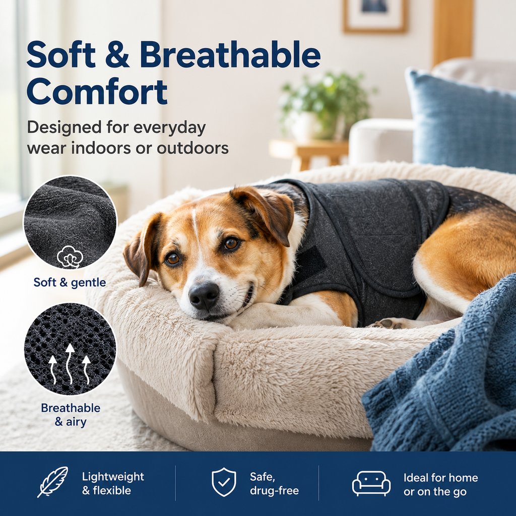 Ortekor Dog Calming Vest for Travel & Vet Visits - Adjustable Comfort Wrap for Nervous Dogs