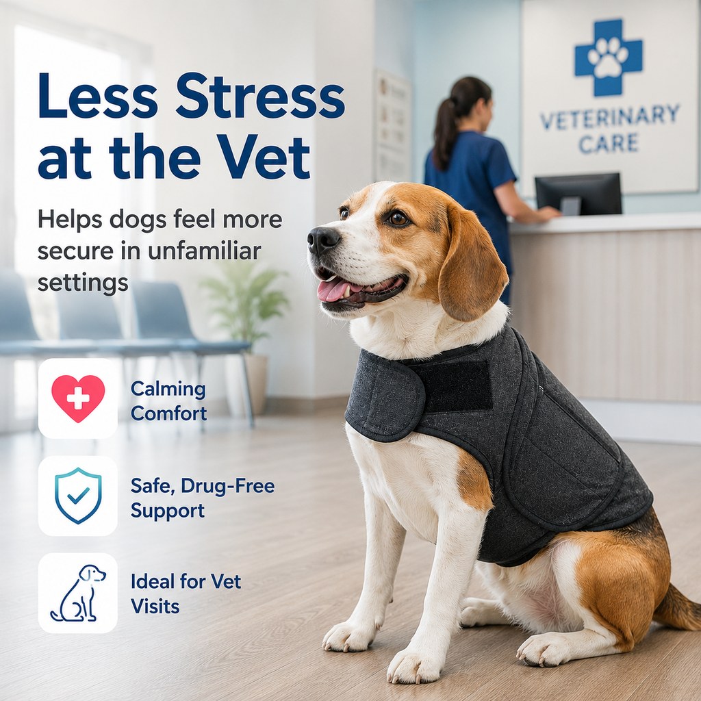 Ortekor Dog Calming Vest for Travel & Vet Visits - Adjustable Comfort Wrap for Nervous Dogs
