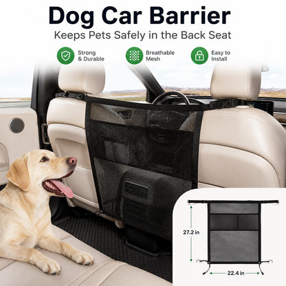 Ortekor Dog Car Barrier Mesh for Road Trips - Keep Pets in the Back Seat & Help Reduce Driver Distractions