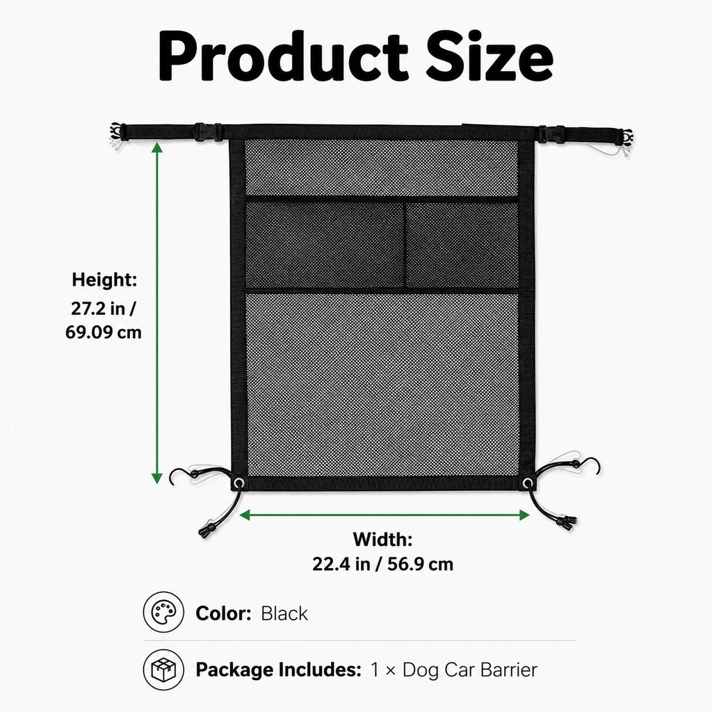 Ortekor Dog Car Barrier Mesh for Road Trips - Keep Pets in the Back Seat & Help Reduce Driver Distractions