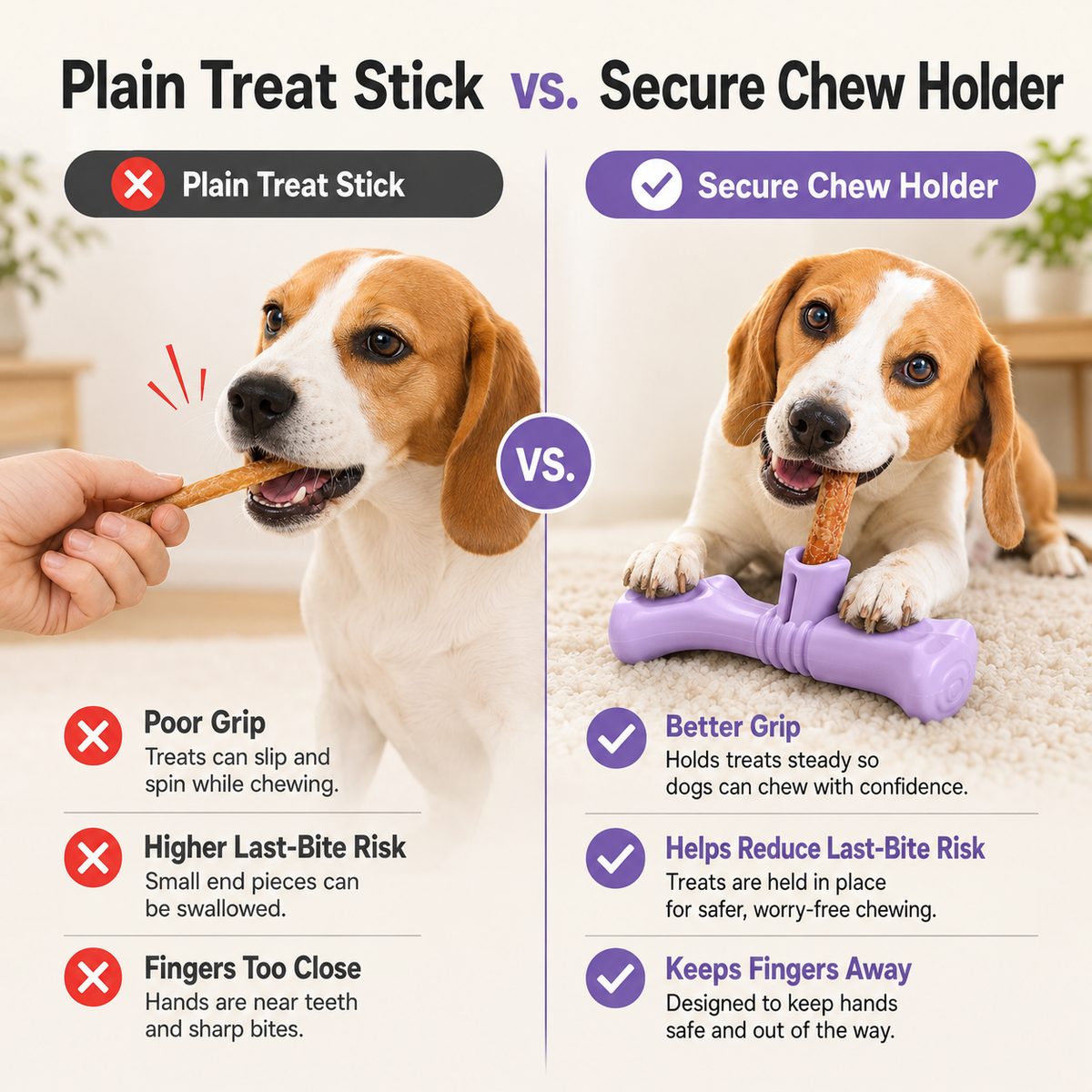 Ortekor Dog Chew Stick Holder for Safer Treat Time at Home - Twist-to-Lock Treat Holder Helps Reduce Last-Bite Risk & Keeps Fingers Away