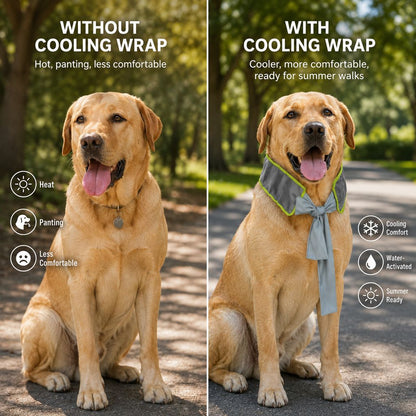 Ortekor Dog Cooling Neck Wrap for Summer Walks, Hiking & Beach Days – Water-Activated Cooling Collar Scarf for Hot Weather Comfort