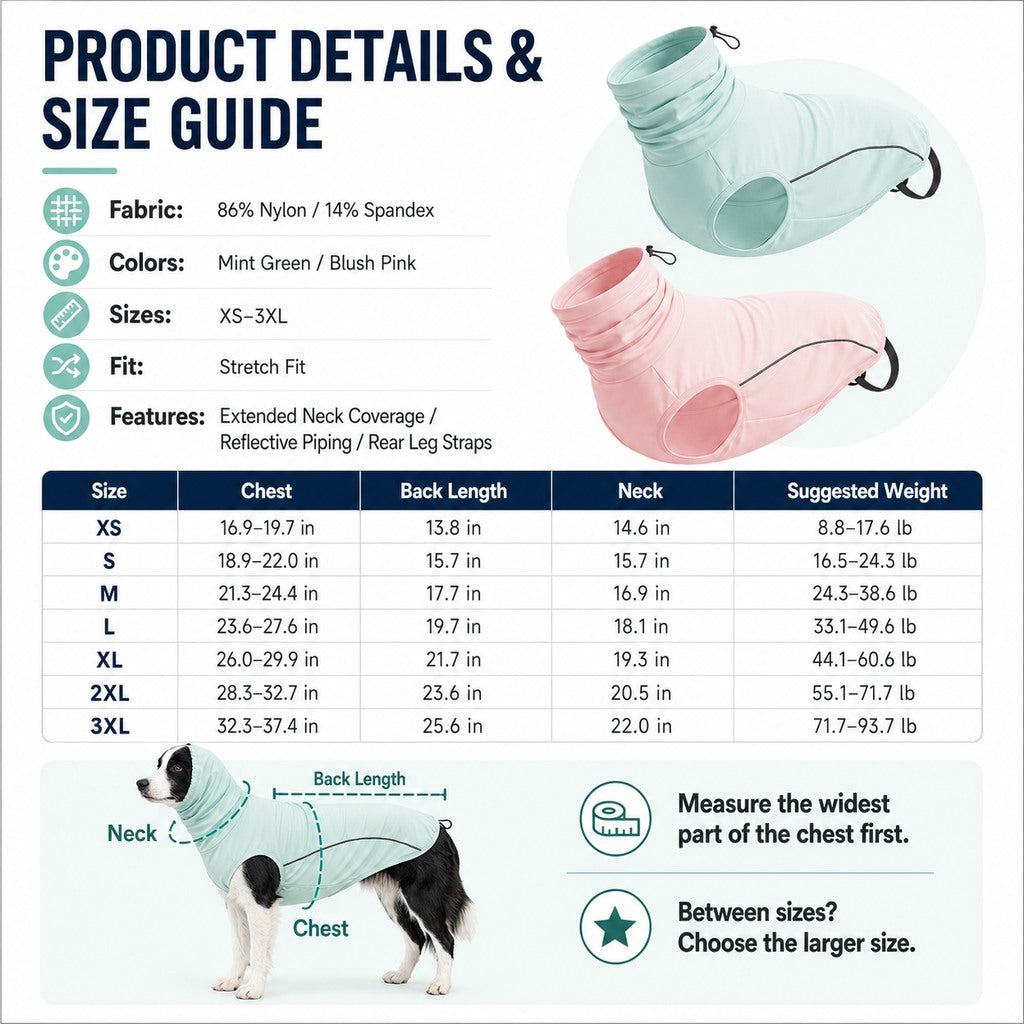 Ortekor Dog Cooling Sun Protection Shirt for Summer Walks - Lightweight Full-Coverage Outdoor Wear