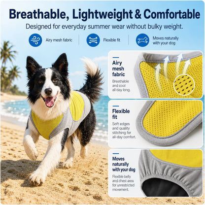 Ortekor Water-Activated Dog Cooling Vest for Summer Walks & Hikes - Breathable Heat-Relief Vest with Ice Pack Pocket