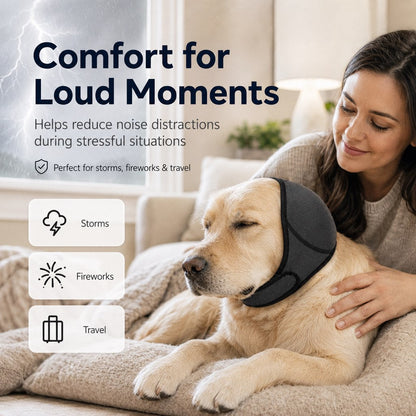 Ortekor Dog Ear Cover for Swimming, Bath Time & Loud Noise Comfort - Soft Calming Ear Muff to Help Keep Water & Debris Out