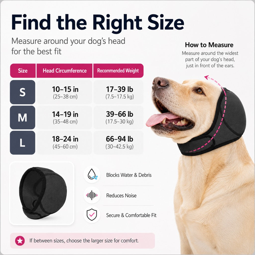 Ortekor Dog Ear Cover for Swimming, Bath Time & Loud Noise Comfort - Soft Calming Ear Muff to Help Keep Water & Debris Out