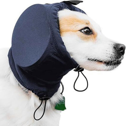 Adjustable Sound-Dampening Ear Covers for Dogs | Calming Hood for Anxious Pets During Fireworks & Storms | Lightweight Nylon Head Wrap
