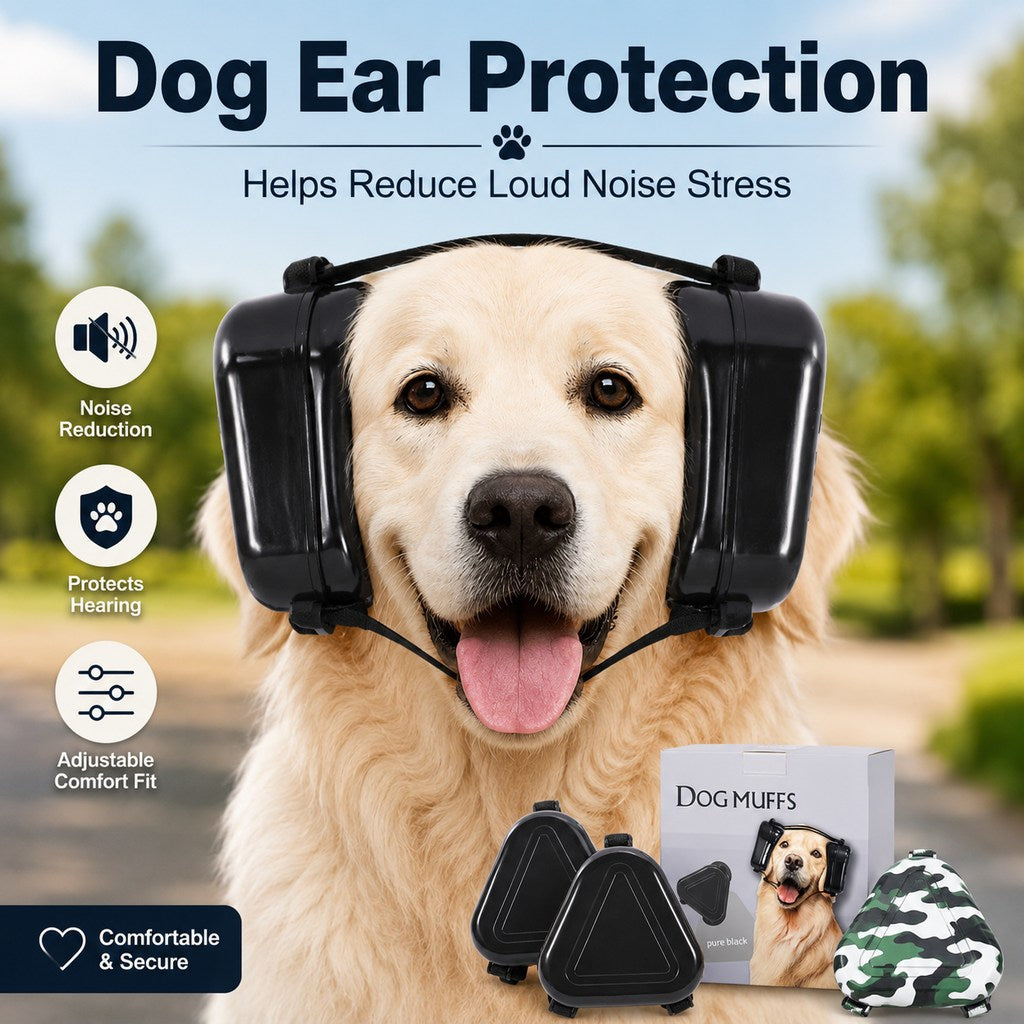 Ortekor Dog Noise Reduction Ear Muffs for Fireworks, Thunderstorms & Travel - Adjustable Hearing Protection for Noise-Sensitive Dogs