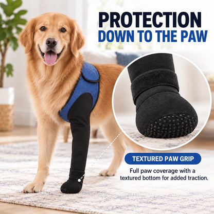 Ortekor Dog Front Leg Support Brace for At-Home Recovery & Anti-Lick Protection - Full-Length Sleeve with Paw Cover