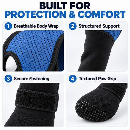 Ortekor Dog Front Leg Support Brace for At-Home Recovery & Anti-Lick Protection - Full-Length Sleeve with Paw Cover
