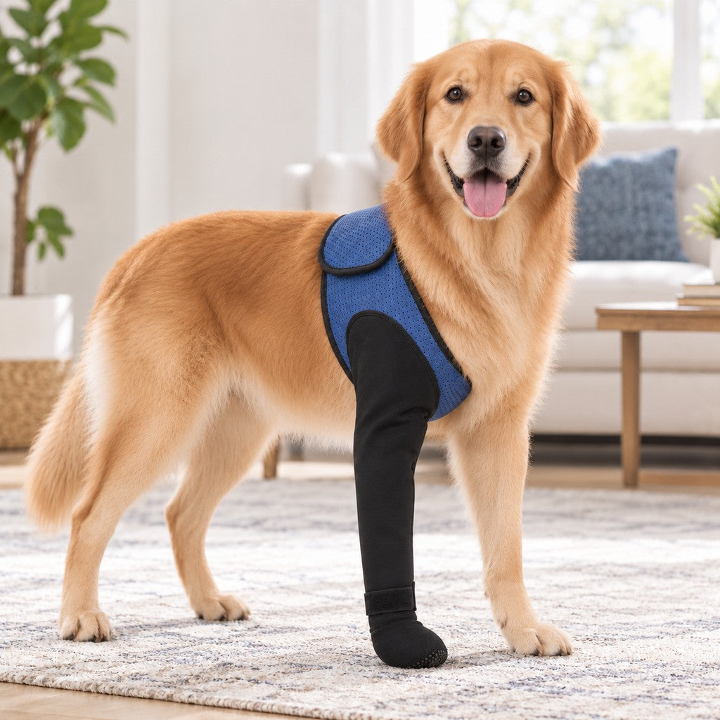 Ortekor Dog Front Leg Support Brace for At-Home Recovery & Anti-Lick Protection - Full-Length Sleeve with Paw Cover
