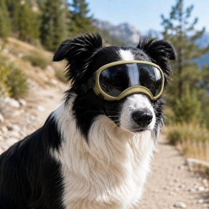 Ortekor Photochromic Dog Goggles for Hiking & Car Rides - Adjustable Wind, Dust & Debris Coverage