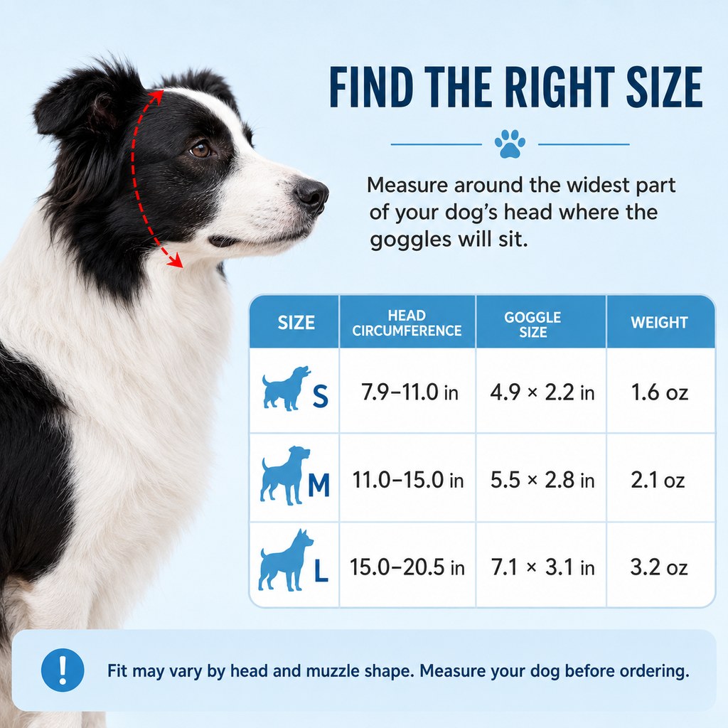 Ortekor Photochromic Dog Goggles for Hiking & Car Rides - Adjustable Wind, Dust & Debris Coverage