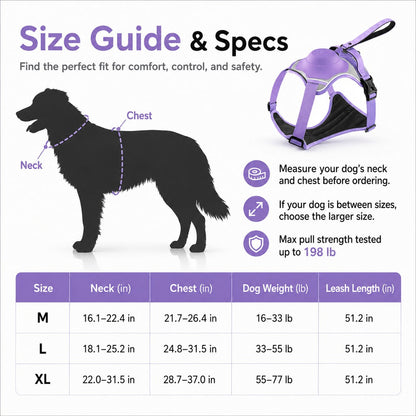 Ortekor No-Pull Reflective Dog Harness with Built-In Retractable Leash for Safer Daily Walks