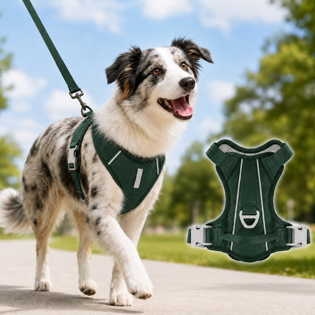Ortekor Reflective Dog Harness for Night Walks, Daily Park Walks & No-Neck-Pull Comfort