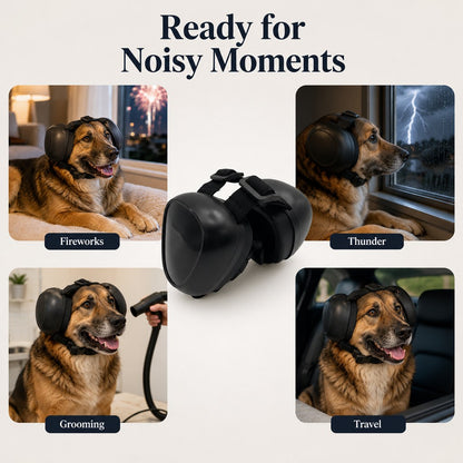 Ortekor Dog Noise-Reducing Ear Muffs for Fireworks, Thunderstorms & Grooming - Adjustable Anxiety Comfort Ear Protection for Medium & Large Dogs