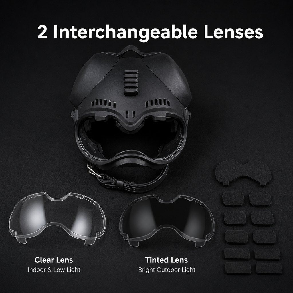 Ortekor K9 Tactical-Style Dog Helmet with Goggles for Hiking & Outdoor Training - Helps Shield Eyes from Wind, Dust & Trail Debris