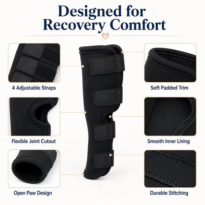 Ortekor Dog Leg Recovery Brace for Post-Surgery Care, Adjustable Rear Leg Support to Help Protect Against Licking & Chewing