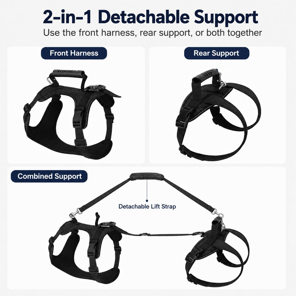 Ortekor Full-Body Dog Lift Harness for Large Dogs - Front & Rear Mobility Support for Stairs, Car Ramps and Weak Hind Legs