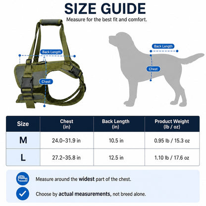 Ortekor Full-Body Dog Lift Support Harness for Stairs, Cars & Limited Mobility