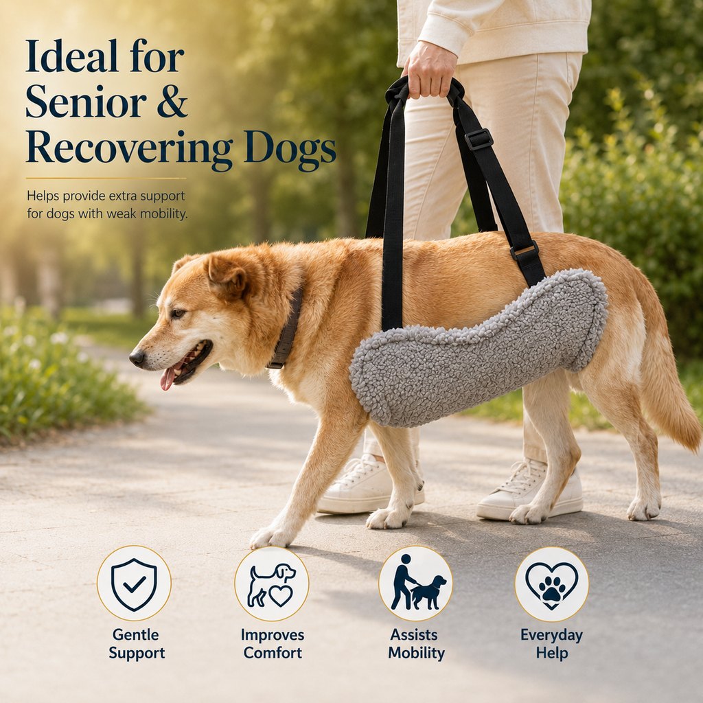 Ortekor Dog Lift Support Sling for Stairs & Walks - Adjustable Mobility Harness for Senior Dogs with Weak Legs