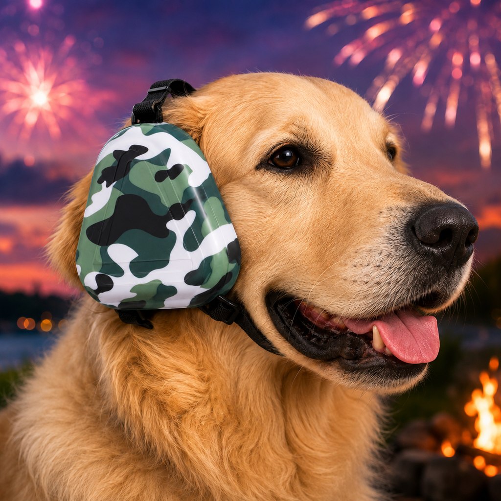 Ortekor Dog Noise Reduction Ear Muffs for Fireworks, Thunderstorms & Travel - Adjustable Hearing Protection for Noise-Sensitive Dogs