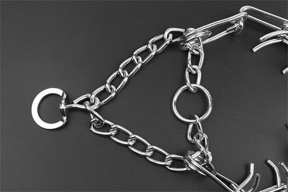 Padded Metal Link Dog Training Collar with Rubber-Tipped Prongs for Leash Manners & Pull Control | Adjustable Chain for Medium to Large