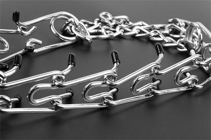 Padded Metal Link Dog Training Collar with Rubber-Tipped Prongs for Leash Manners & Pull Control | Adjustable Chain for Medium to Large