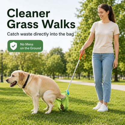 Ortekor Foldable Dog Poop Catcher for Walks - No-Bend Waste Pickup Tool with Telescopic Handle