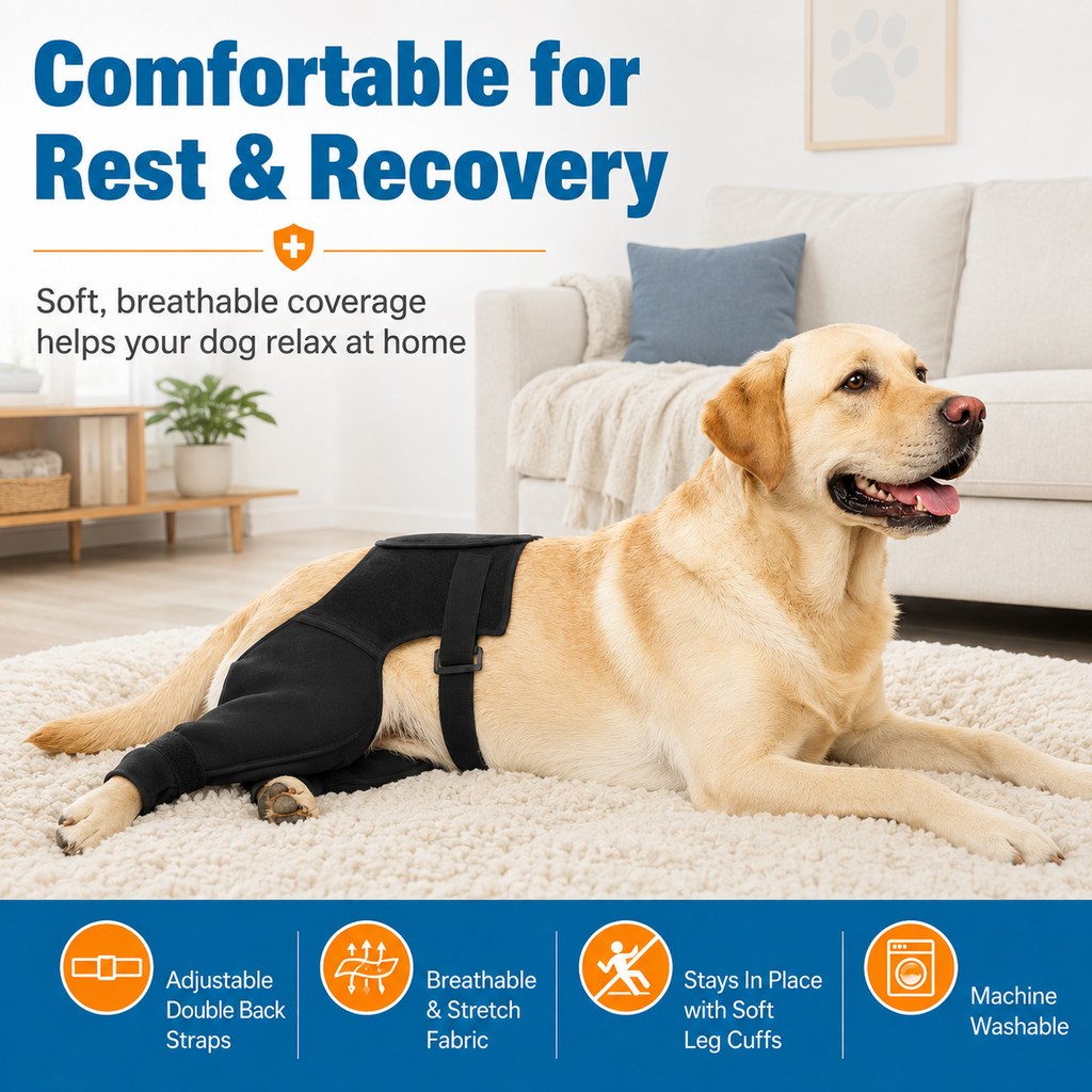Ortekor Dog Rear Leg Recovery Sleeve for Post-Surgery Care & Licking Protection