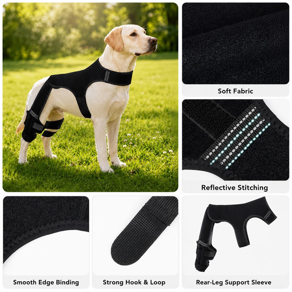 Ortekor RearGuard Dog Rear Leg Support Brace - Anti-Slip Hind Leg Stability Wrap for Senior Dogs, Hardwood Floors & Recovery Walks