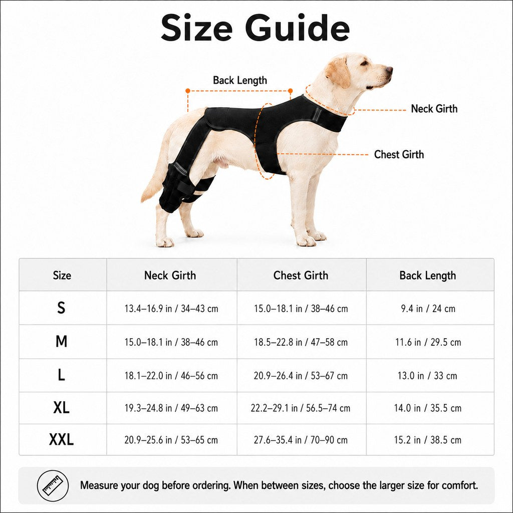 Ortekor RearGuard Dog Rear Leg Support Brace - Anti-Slip Hind Leg Stability Wrap for Senior Dogs, Hardwood Floors & Recovery Walks