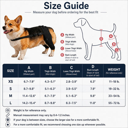 Ortekor Dog Rear Leg Support Brace for Senior & Weak Dogs - Adjustable Hind Leg Mobility Support for Walking & Daily Care