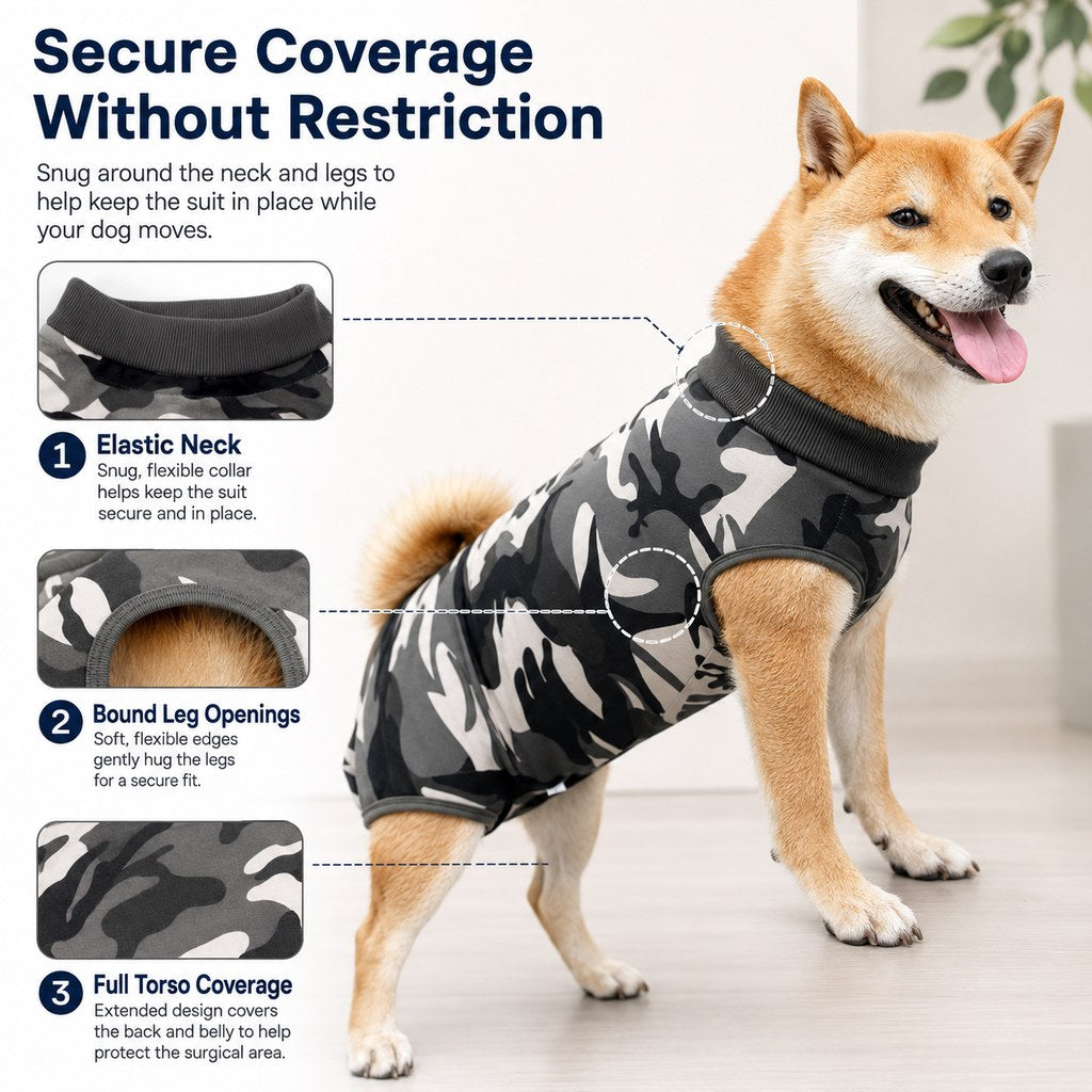 Ortekor Dog Post-Surgery Recovery Suit for Spay & Neuter - Anti-Lick Cone Alternative