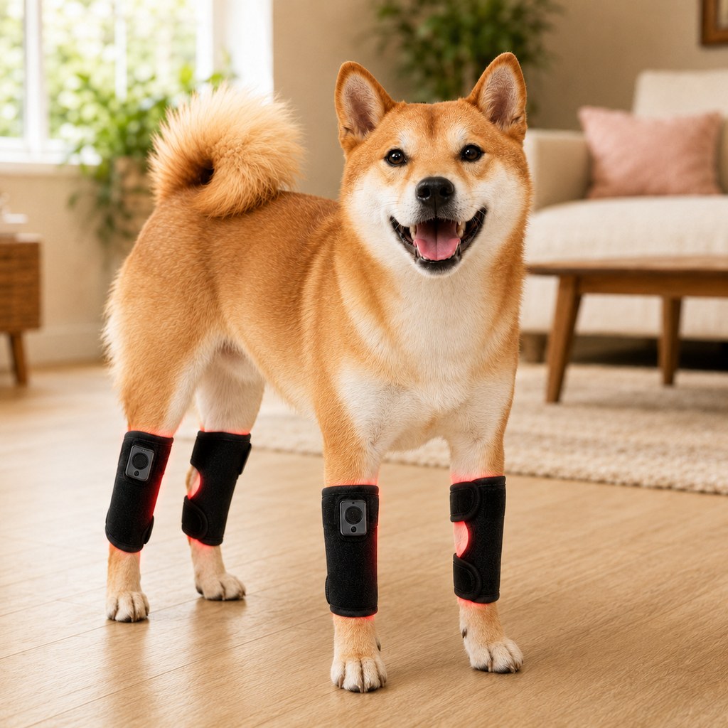 Ortekor Rechargeable Red Light Therapy Dog Knee Wrap for Senior Dogs - At-Home Leg Comfort Support for Post-Walk Stiffness & Mobility Care