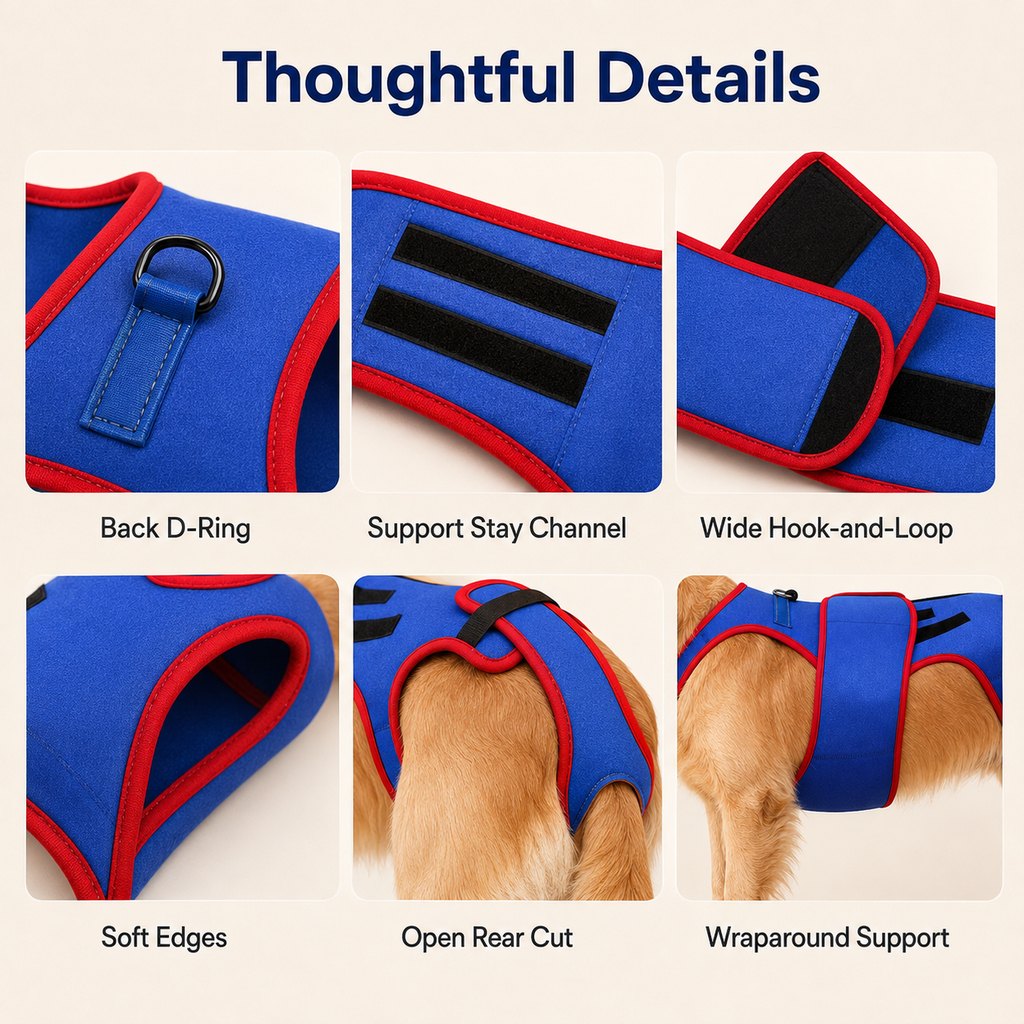 Ortekor Dog Spine Support Vest for Senior & Recovery Dogs - Adjustable Back Support for Walking & Daily Mobility
