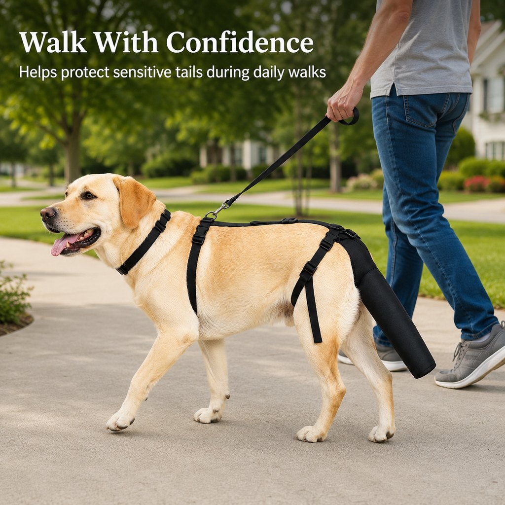 Ortekor Adjustable Dog Tail Protector for Recovery & Daily Walks - Padded Guard for Sensitive Tails