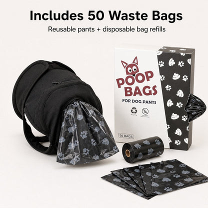 Ortekor Dog Waste Catcher Pants with 50 Bags for Daily Walks - Less Bending, Easier Poop Cleanup