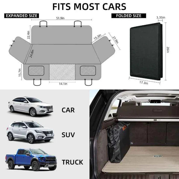Dog Car Seat Cover Waterproof Backseat Extender Protector with Memory Foam for SUV Truck Travel Universal Fit Tear-Resistant Pet Mat