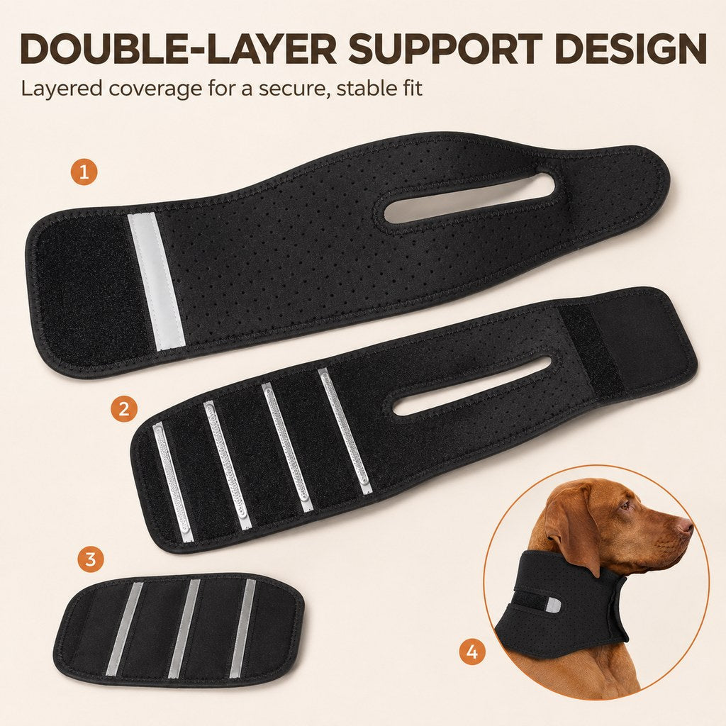 Ortekor Adjustable Dog Neck Support Brace for At-Home Rest - Breathable Structured Wrap for Added Stability