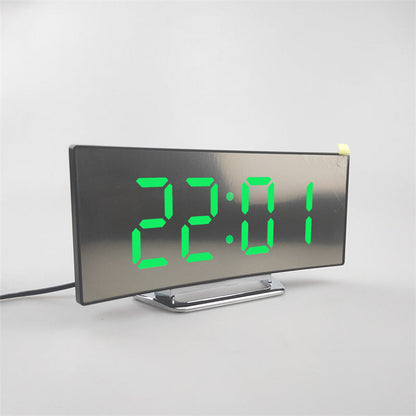 LED Bedside Alarm Clock with Curved Display for Nightstand, Desk & Office – Compact 2.8-Inch Time Display in Black – Modern Bedroom Clock fo