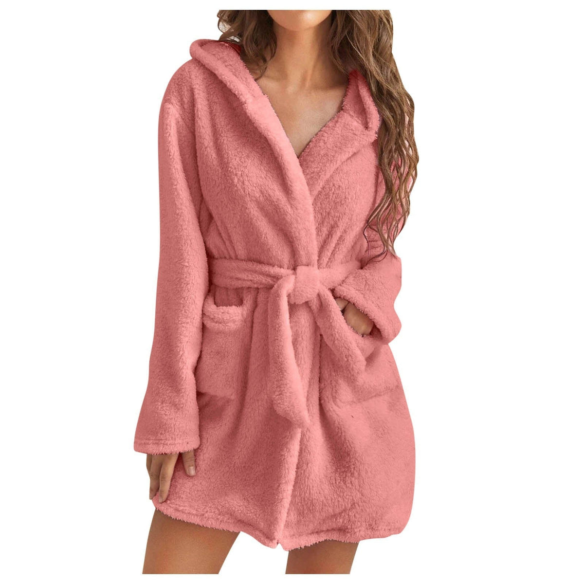 Women's Hooded Plush Robe – Ultra Soft Coral Fleece Bathrobe for Lounging, Mornings & Cozy Evenings at Home