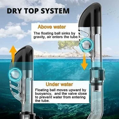 AquaVision | Full Face Snorkeling Mask with Dry Top System | 180° Panoramic View for Effortless Breathing