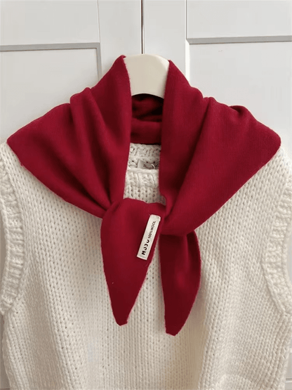 Knit Triangle Scarf Wool Blend Wrap – Soft Lightweight Head Scarf, Shawl & Shoulder Wrap for Women, Cozy Fall Winter Accessory