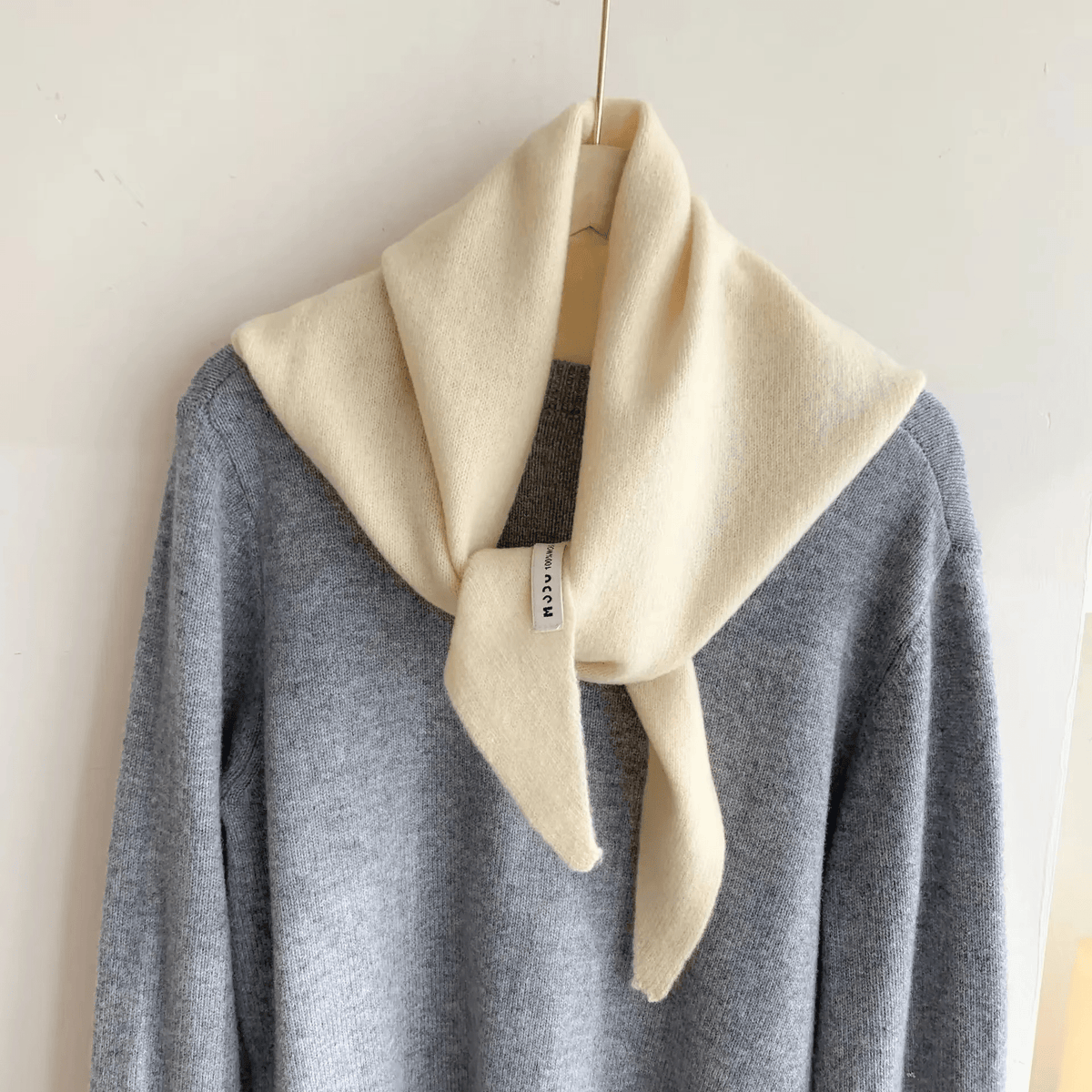 Knit Triangle Scarf Wool Blend Wrap – Soft Lightweight Head Scarf, Shawl & Shoulder Wrap for Women, Cozy Fall Winter Accessory