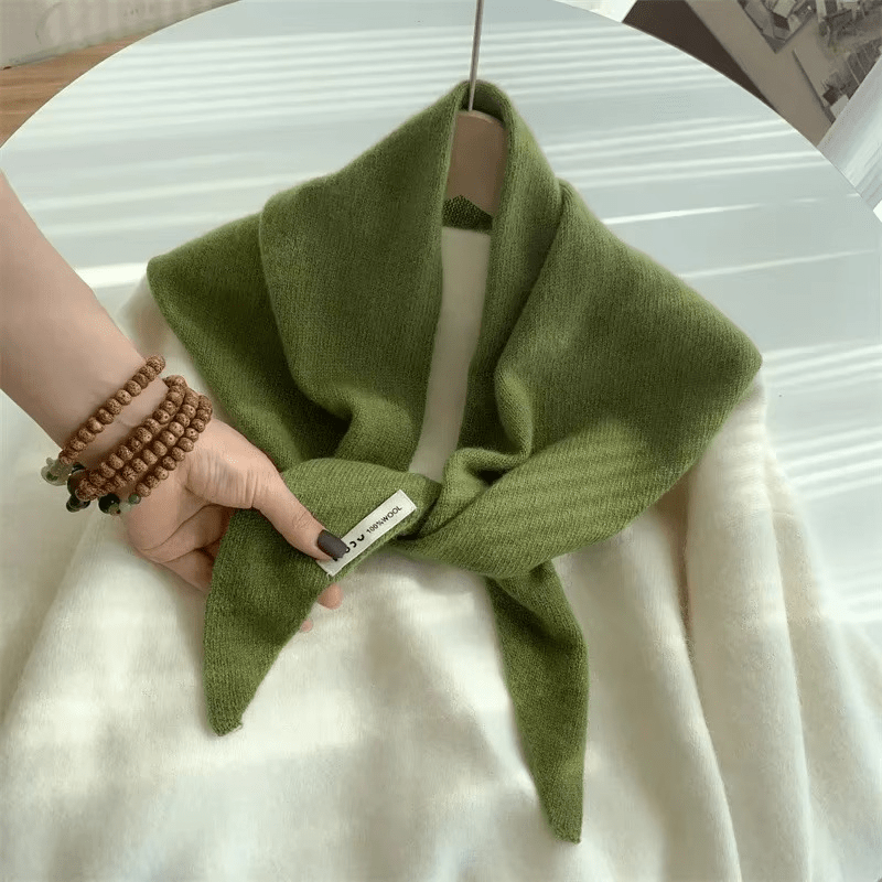 Knit Triangle Scarf Wool Blend Wrap – Soft Lightweight Head Scarf, Shawl & Shoulder Wrap for Women, Cozy Fall Winter Accessory