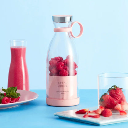 Personal Blender Rechargeable 14 fl oz Cup USB Powered 6-Blade Juicer for Shakes & Fruit Drinks Gym Travel Office Cordless Mini Mixer Protei