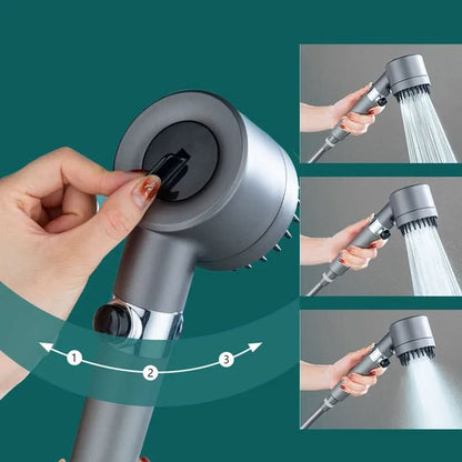 High-Pressure Filtered Showerhead with Built-In Water Purifier & 3-Mode Massage Spray for Low Pressure Bathrooms